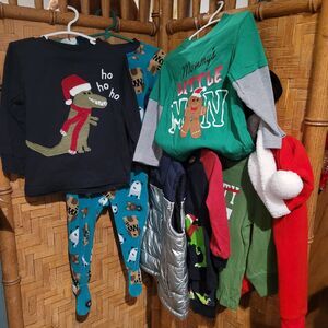 Gymboree +more baby boy lot XMAS 8PC silver puffer coat  vest pj top 18-24 mos